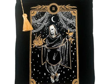 High Priestess - Velvet Sleeve, Book/iPad/Kindle Sleeve, Large Velvet Pouch, Tarot Pouch