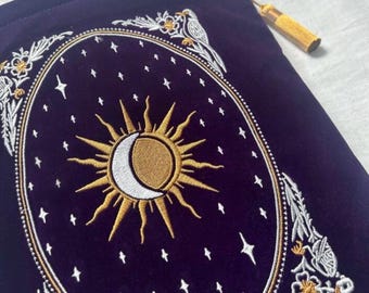 Celestial Tarot Book and iPad Sleeve, Kindle Sleeve, Large Velvet Pouch - Amethyst
