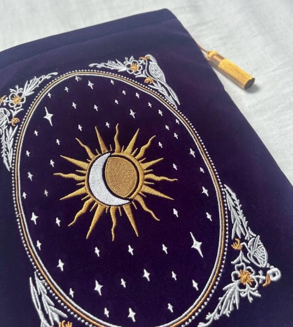 Celestial Tarot Book and iPad Sleeve, Kindle Sleeve, Large Velvet Pouch - Amethyst