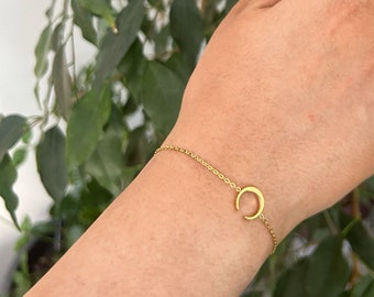 Gold Crescent Moon Bracelet, 13th Press x Feyr