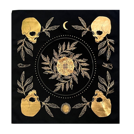 Tarot Cloth, Foil Stamped - "Teeth & Bone"