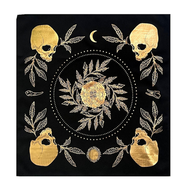 Tarot Cloth, Foil Stamped - "Teeth & Bone" image 1