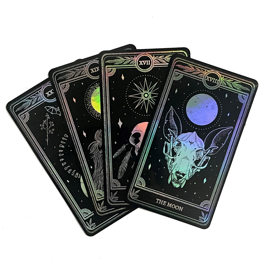 Celestial Sticker Pack, Marigold Tarot Holographic: the Star, the Moon ...