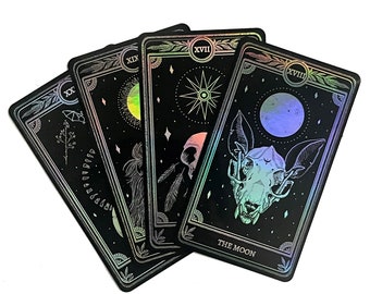 Celestial Sticker Pack, Marigold Tarot Holographic: The Star, The Moon, The Sun, The World