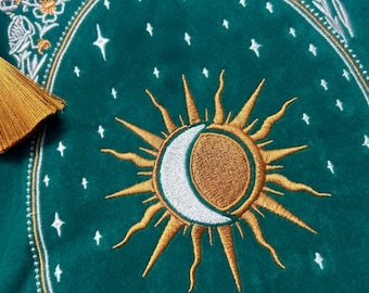 Celestial Tarot Book and iPad Sleeve, Kindle Sleeve, Large Velvet Pouch - Viridian