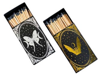 Nocturne Novelty Matchbox Set – Luna Moth & Bat (Set of 2)