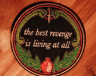 Best Revenge Embroidered Patch – Metallic Gold Thread, Iron-On (3.5"x3.5")