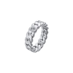 Hip Hop Miami Cuban Link Ring for Men and Women in Silver