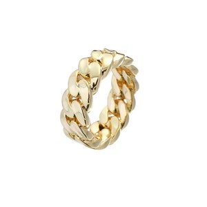 Hip Hop Miami Cuban Link Gold Plated Ring for Men and Women