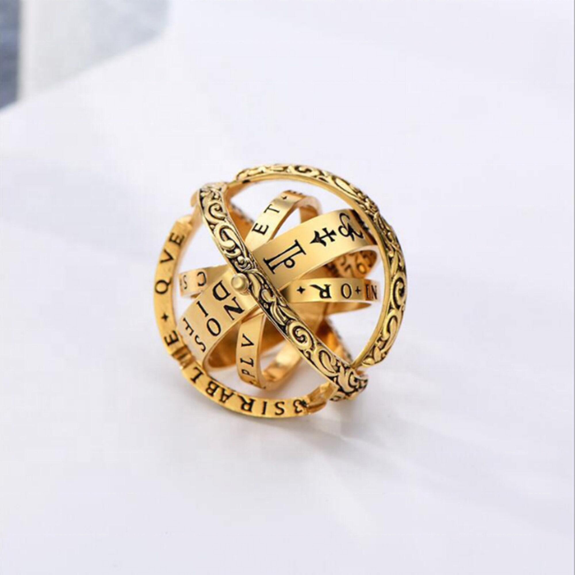 Gold Wedding Astronomical Sphere Ball Ring for Men - Etsy