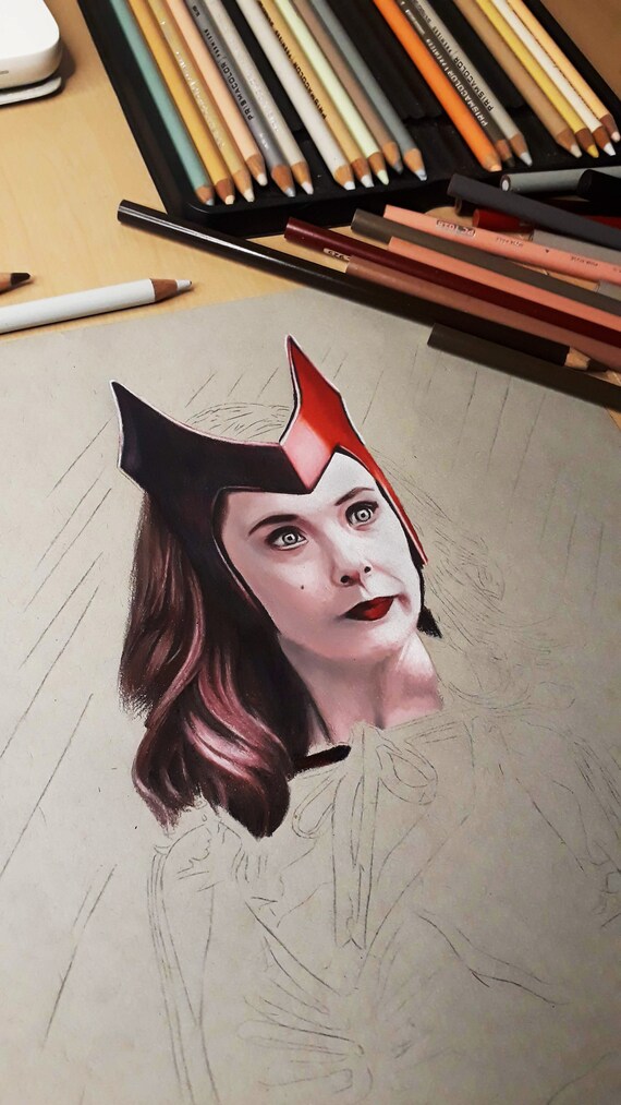 THE NEW SCARLET WITCH - MARVEL HEROES CUSTOM DRAWING