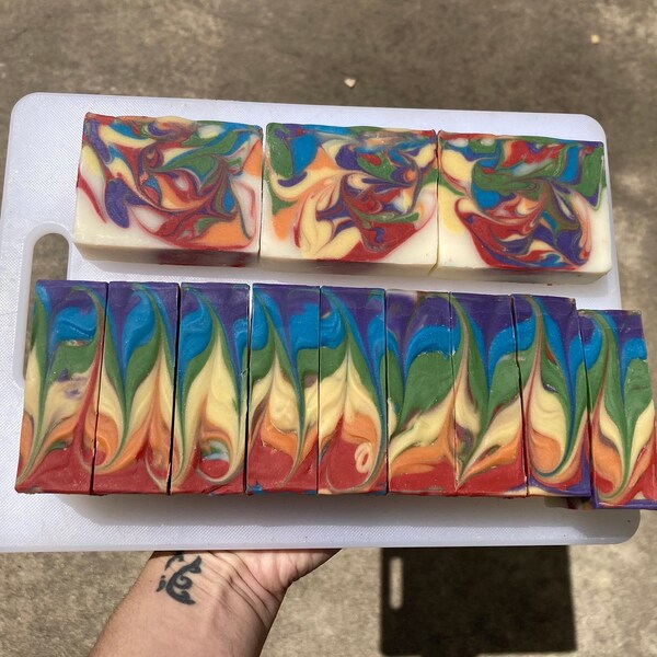 Rainbow Swirl Soap, Trevor Project, Vegan with Shea Butter, Handmade