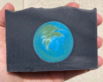 Planet Earth Soap, Sage and Vetiver Scented, with Coconut Milk, Handmade with Shea Butter, Palm Oil Free