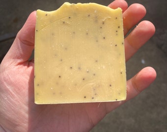 Lemon Poppyseed Soap, Vegan, Shea Butter, Handmade