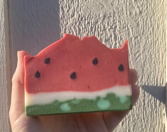 Watermelon Soap, Vegan, with Coconut Milk and Shea Butter, Handmade