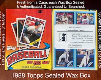 1988 Topps Wax Box Sealed & Authenticated Guarenteed Unsearched or your Money back.36 Packs 15 Cards per Pack Loaded w/Rookies Stars HOF