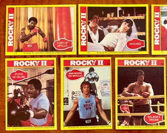 1979 Topps Rocky II Vintage Trading (7) Cards Lot, Sylvester Stallone Rocky Movie Memorabilia Pack, NM-MT Ungraded Cards CommonManCards