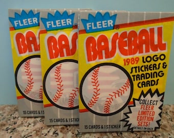 1989 Fleer Baseball Wax Pack(s) Choose How Many Fixed Shipping.15 Cards 1 Sticker per Pack.Random All Star inserts Griffey Johnson Biggio RC