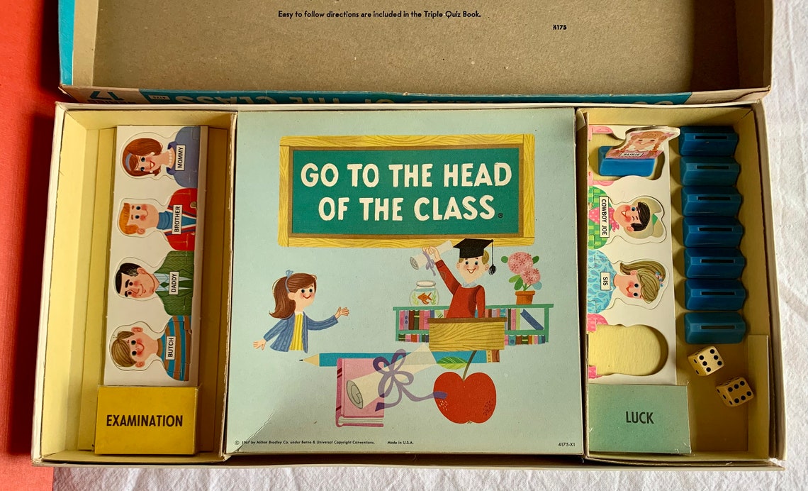 1967 Vintage Go To The Head Of The Class Game Milton Bradley Etsy