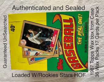 1987 Topps Wax Box Sealed and Authenticated Guarenteed Unsearched or your money back. 36 Packs 17 Cards per Pack Loaded w/Rookies Stars HOF