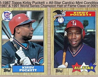 1987 Topps Baseball Kirby Puckett 3rd Year Baseball Cards No. 450 + 611 All-Star Mint Condition PSA? Hall of Fame Class of 2001.Died in 2006