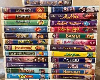 Disney VHS Video Tapes Choose Your Favorite Disney Movie From Menu!1980s-90s Tested in Working Condition-Vintage See Pics for Case Condition