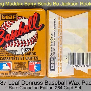 1987 Leaf Donruss Baseball Wax Pack(s) Choose How Many?Rare Canadian Edition 12 Cards/Pk +3 Clemente Puzzle Piece Bonds Bo Jackson Maddux RC