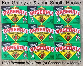 1989 Bowman Baseball Wax Packs Choose How Many? UnSearched 484 Card Set 12 Cards/Pk Possible Ken Griffey Jr. +John Smoltz Rookie Card PSA10?