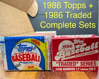 1986 Topps & Traded Complete Baseball 924 Cards in Sets Total. Pack Fresh Guaranteed New Cards. Loaded w/HOF's, A.S., Pete Rose Tribute Set