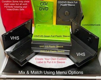 CD/DVD + VHS Clamshell Used Storage Case(s) Choose How Many from Menu? Mix & Match Fixed Shipping. Keep your Videos and Disks Safely Stored.