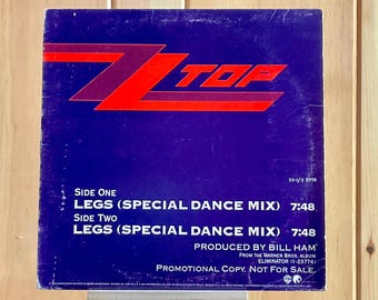 ZZ Top Vinyl 1983 "Legs" Special Dance Mix 12" Single Record Rare Promo Copy NM(Vinyl) VG(Jacket) Tested Warner Bros 1-23774 CommonManCards.