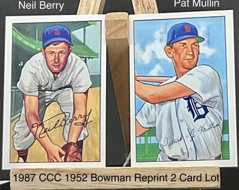 1987 CCC 1952 Bowman Baseball Reprints Mini's 2 Card Lot Includes Pat Mullin #183+Neil Berry #219  Mint Condition see Photos. Detroit Tigers