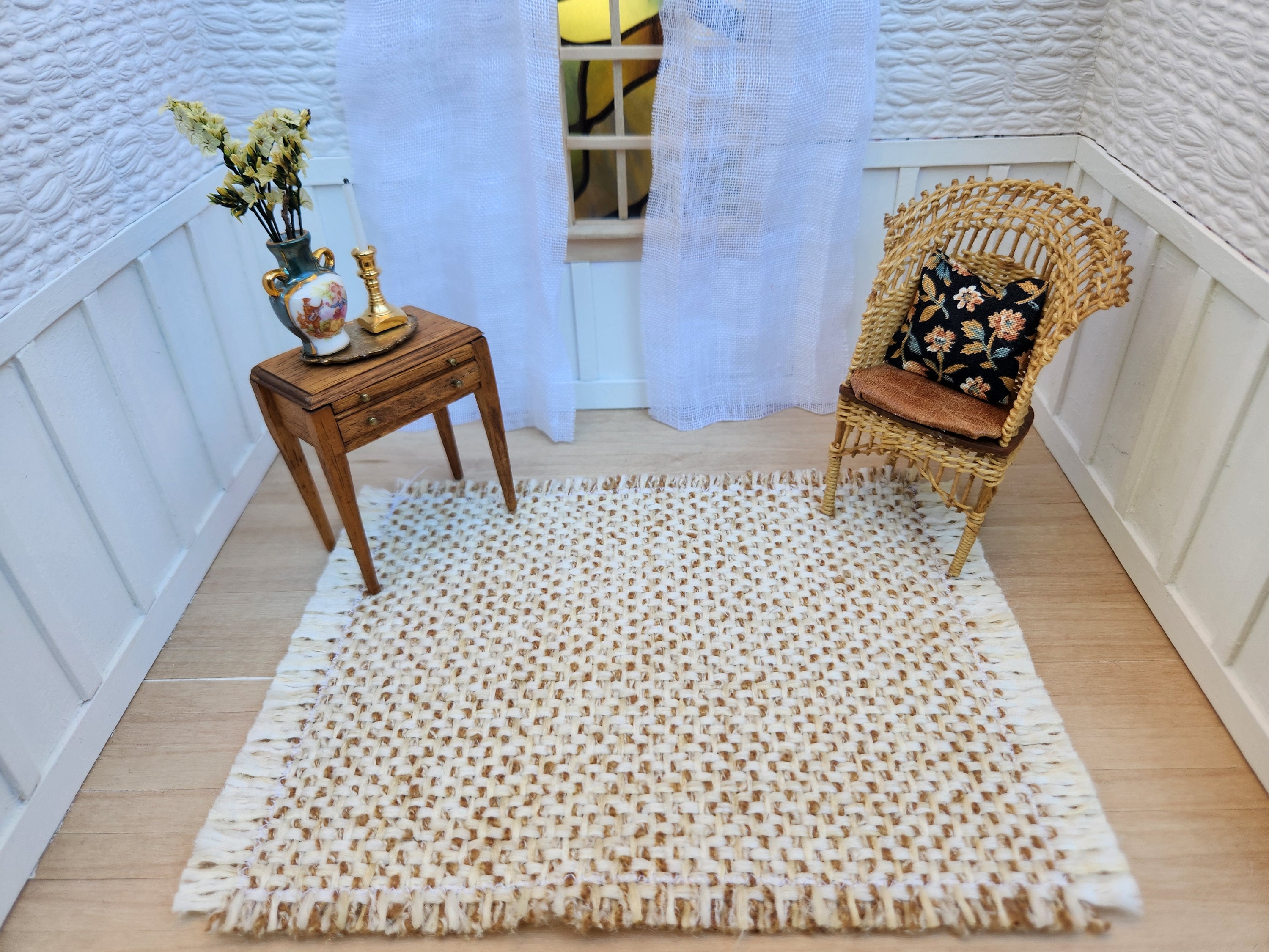 10x17cm Mini Furniture Miniature Woven Carpet Micro Rug Floor Coverings for  1:12 Dollhouse Decor