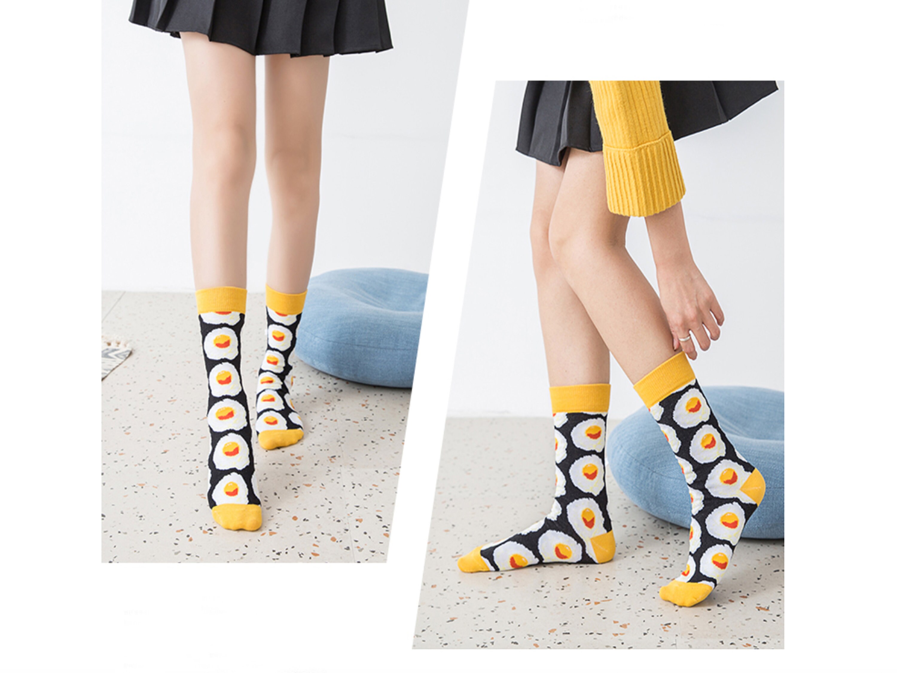 Women's Funky Socks Chic Socks Fried Egg Socks Handmade Etsy