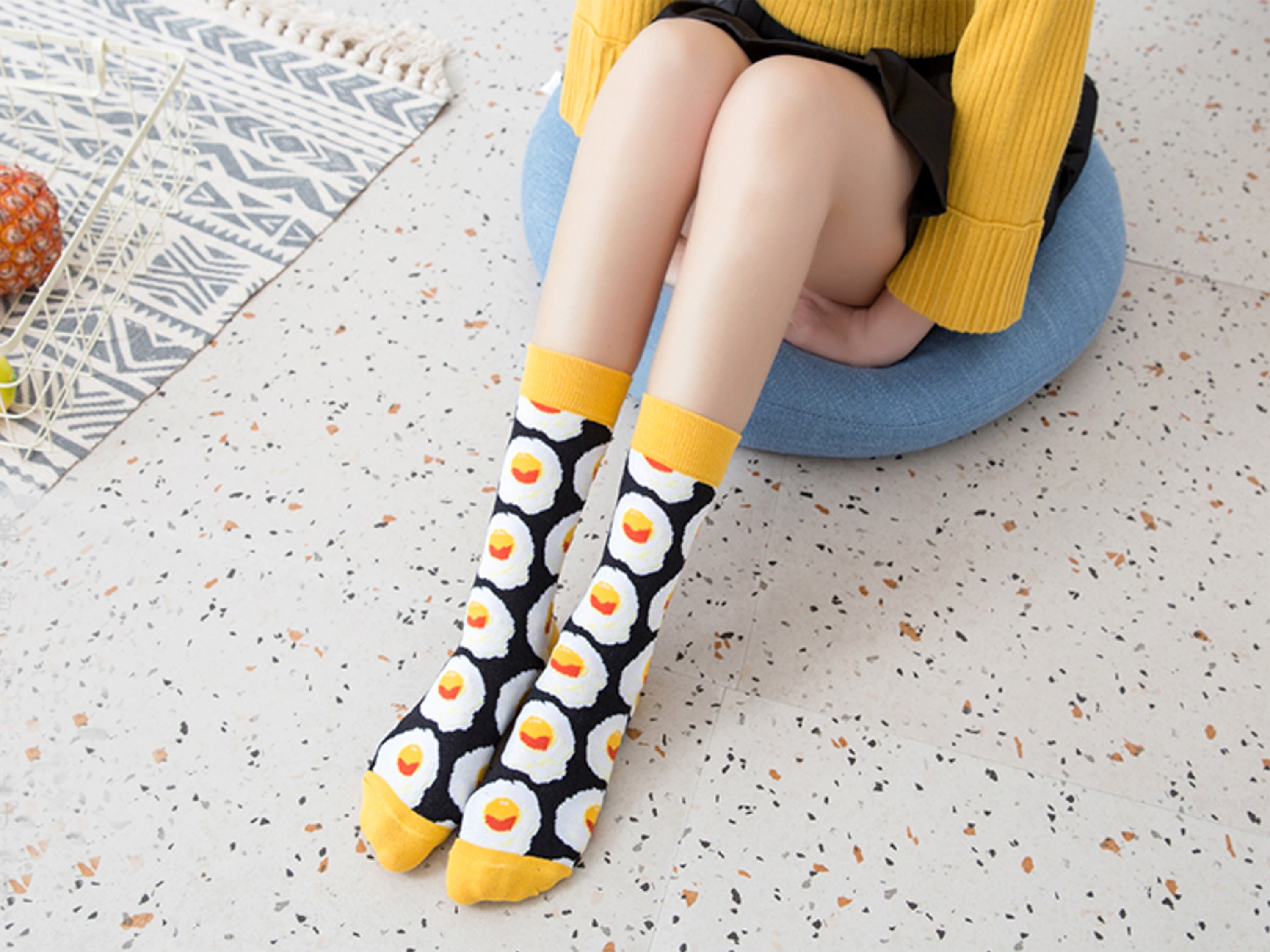 Women's Funky Socks Chic Socks Fried Egg Socks Handmade Etsy