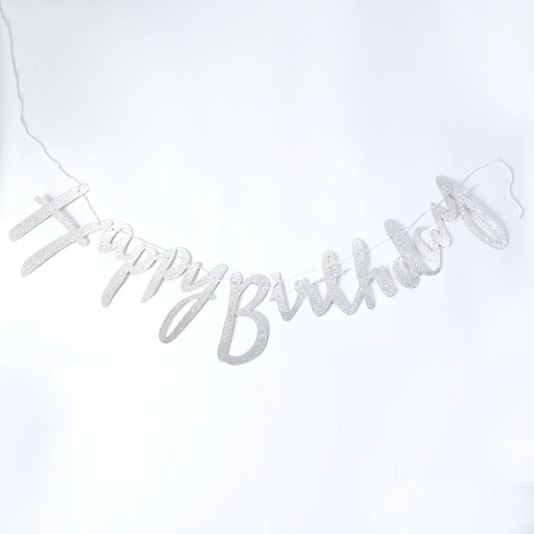 Silver Birthday Banner, Happy Birthday Letter Banner, Frosted Birthday