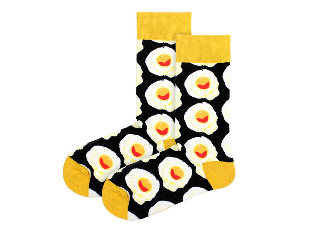 Women's Funky Socks, Chic Socks, Fried Egg Socks, Handmade Socks, Women