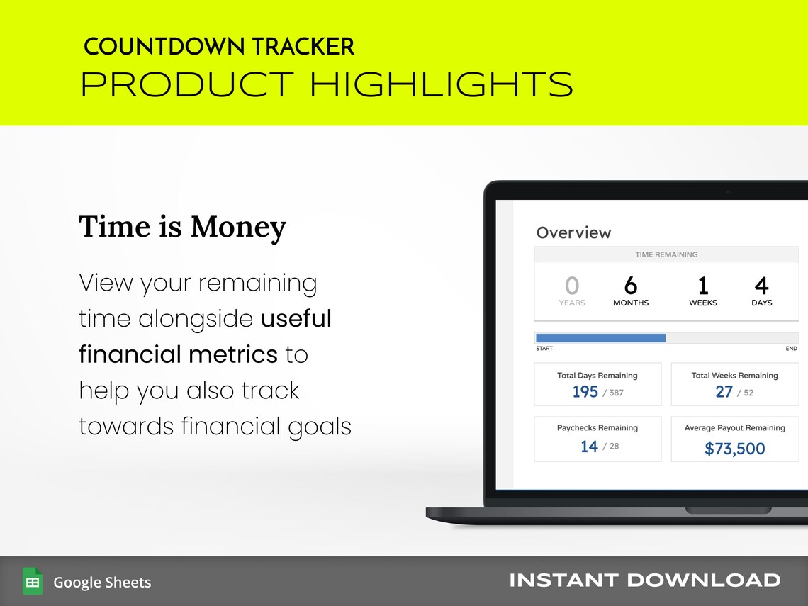 Countdown Tracker for Google Sheets Time Tracking and Etsy