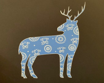 Blue Deer on Black