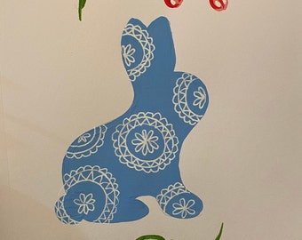 Blue Bunny with flowers