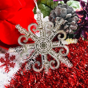 DIGITAL FILE Merry Christmas Snowflake Ornament SVG