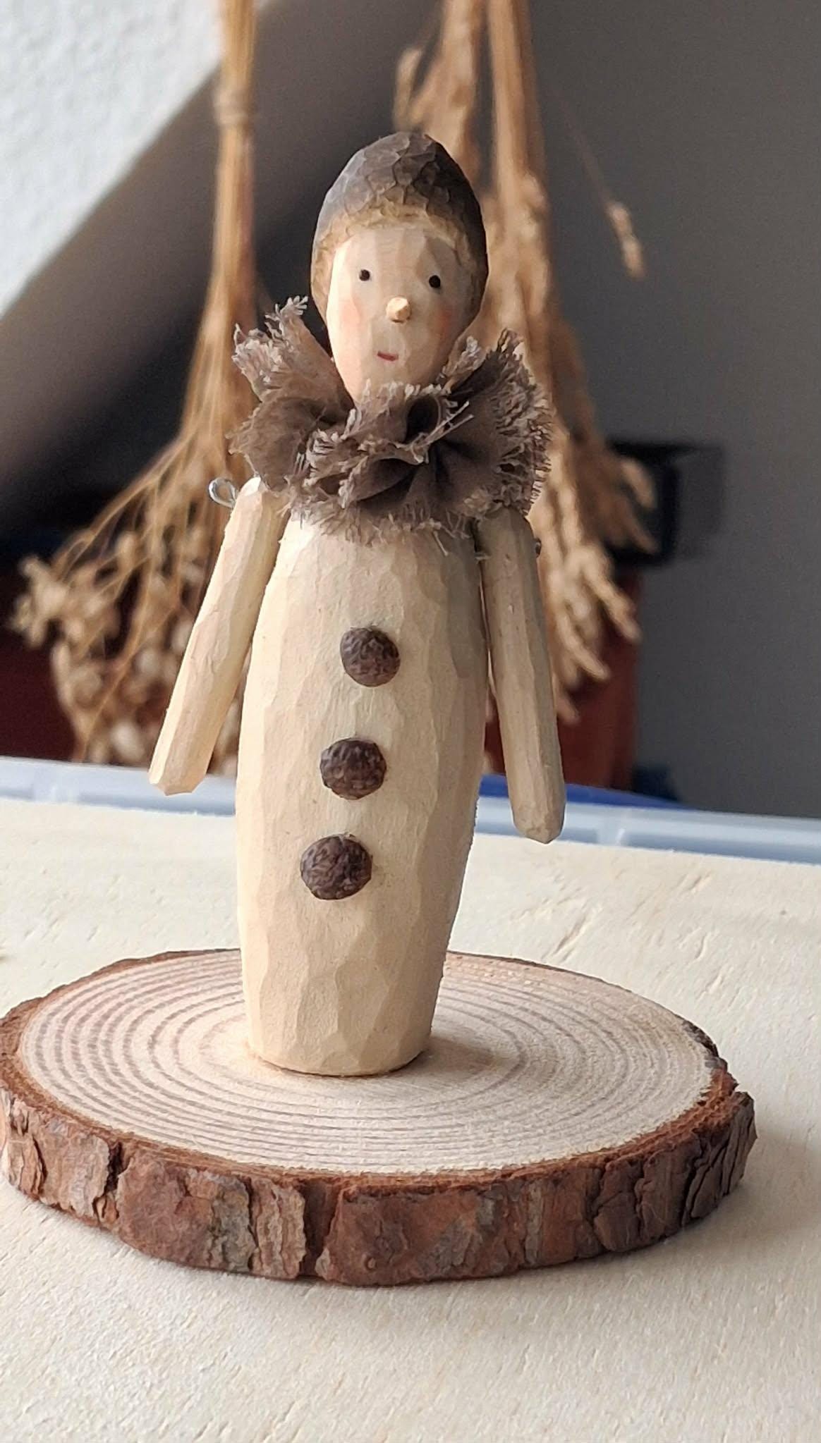 Hand Carved Wooden Pinocchio Figurine – 10cm Rustic Folk Art Puppet ...