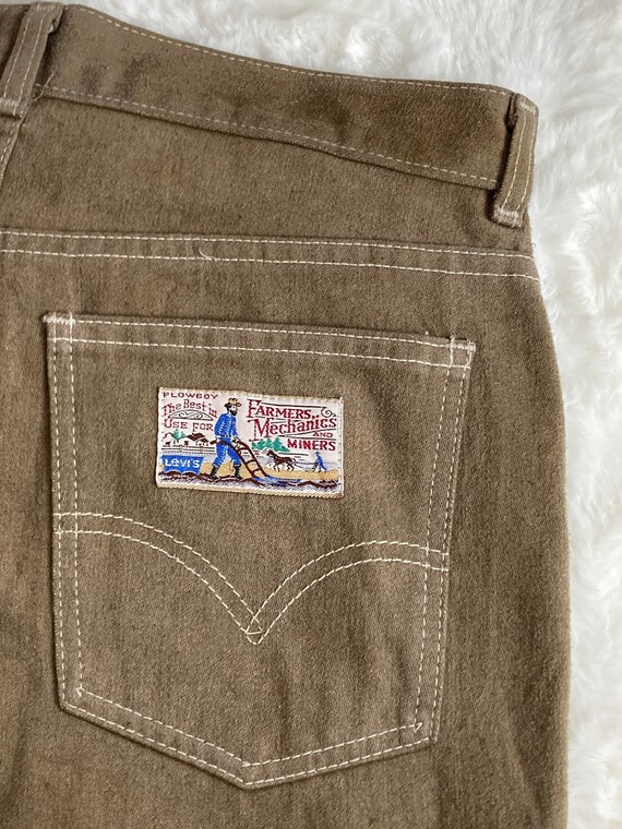 70s Vintage Levi’s Plow Boy Soft Suede Pants - image 7