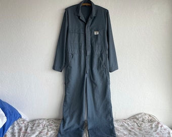 Vintage 50s Big Mac Grey Blue Herringbone Coveralls Small Medium Jumpsuit Boiler Suit Workwear Chinos