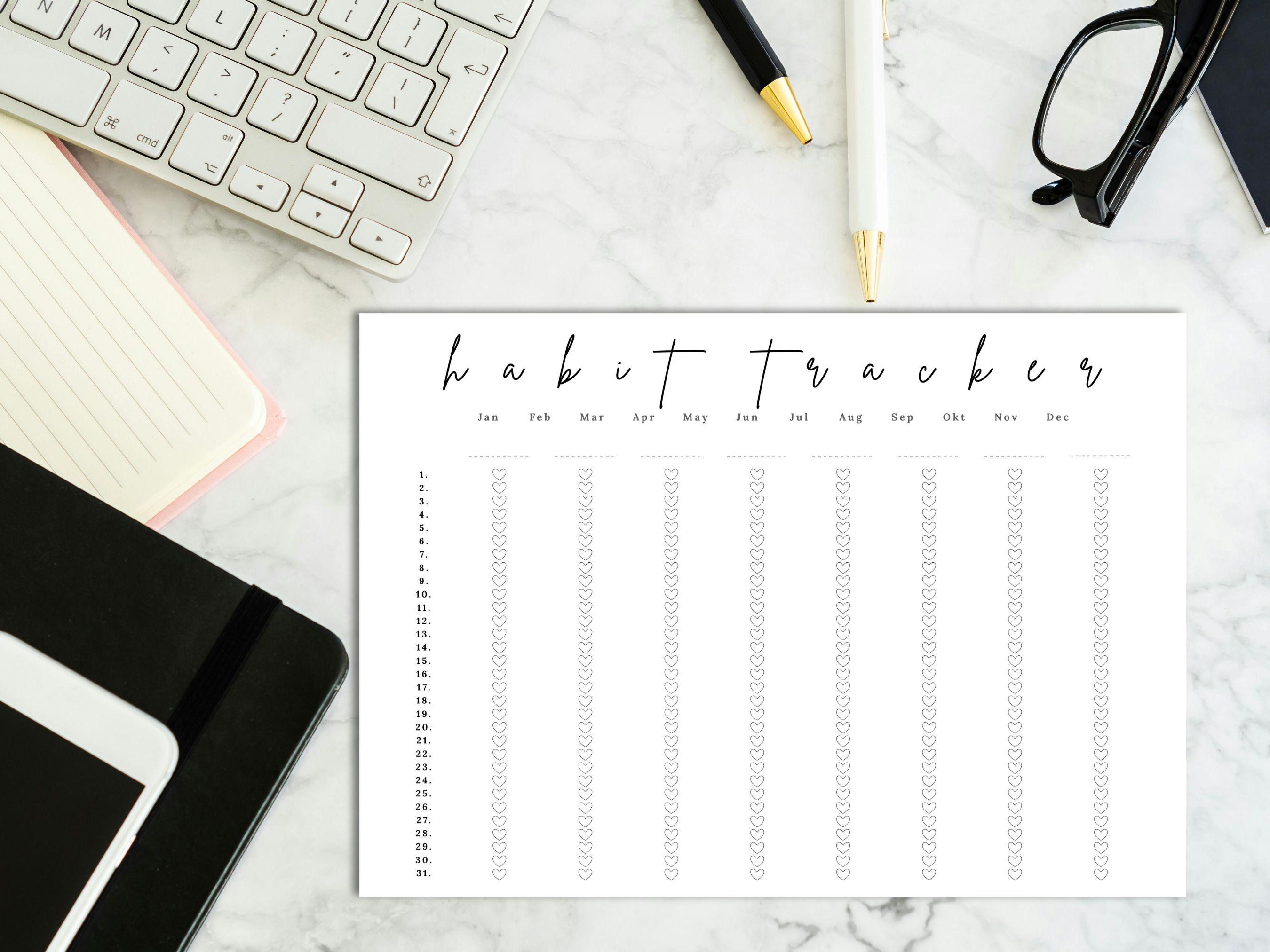 Monthly Habit Tracker Printable Landscape - Routine Tracker Digital ...