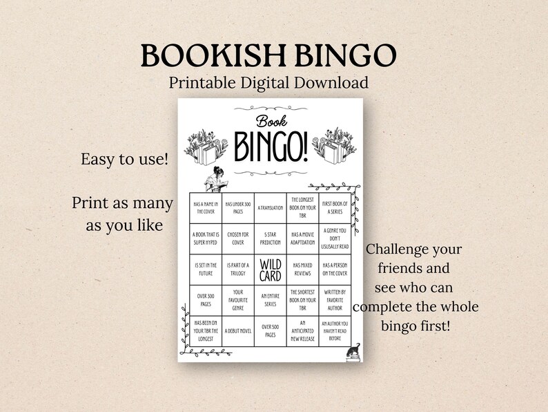 Book Bingo! - PRINTABLE Journal Page - Planner Page - Reading Challenge ...