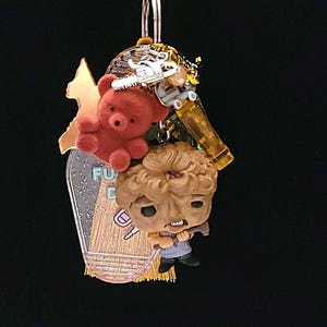 Lock Your Fu@king Door Texas Chainsaw Massacre Leatherface Gold and Glitter Motel Keychain