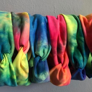Rainbow Tie Dye Twist Headband Boho Summer Neon Colorful Accessories Women Adult Hair Summer Beach Fashion Turban