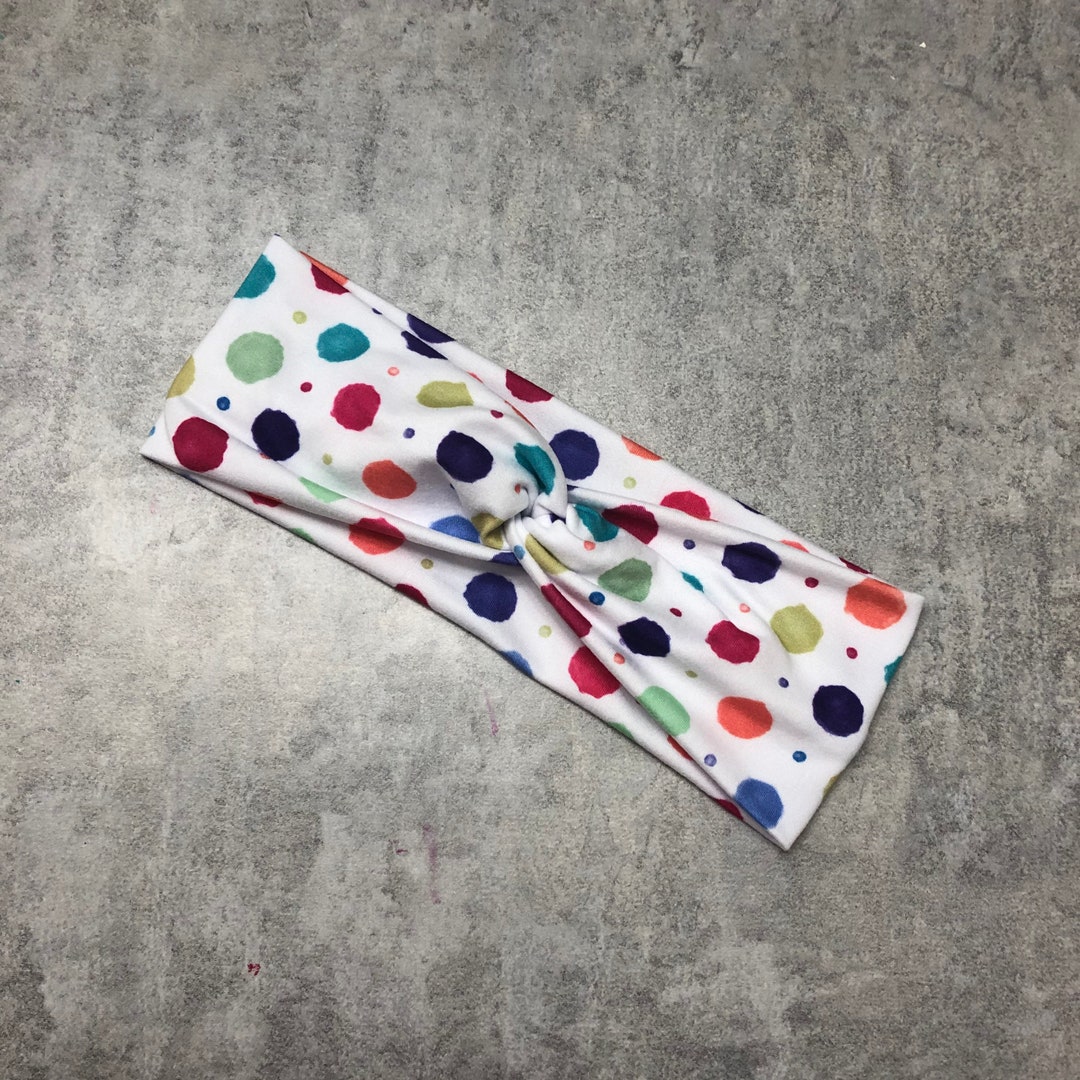 Water Color Polka Dot Twist Headband Turban White Pink Green Purple ...