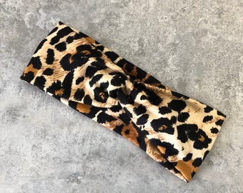 Schwarz braun Leopard Twist Stirnband Turban Frauen Erwachsene Mom Gepard Tier Druck coole Katzen Haar Zubehör Sommer Geschenk Hochzeit